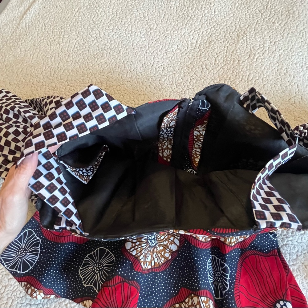 Homemade Custom Off Shoulder Top - Red‎ & Black Cinch Waist Puff Sleeves - Picture 5 of 13